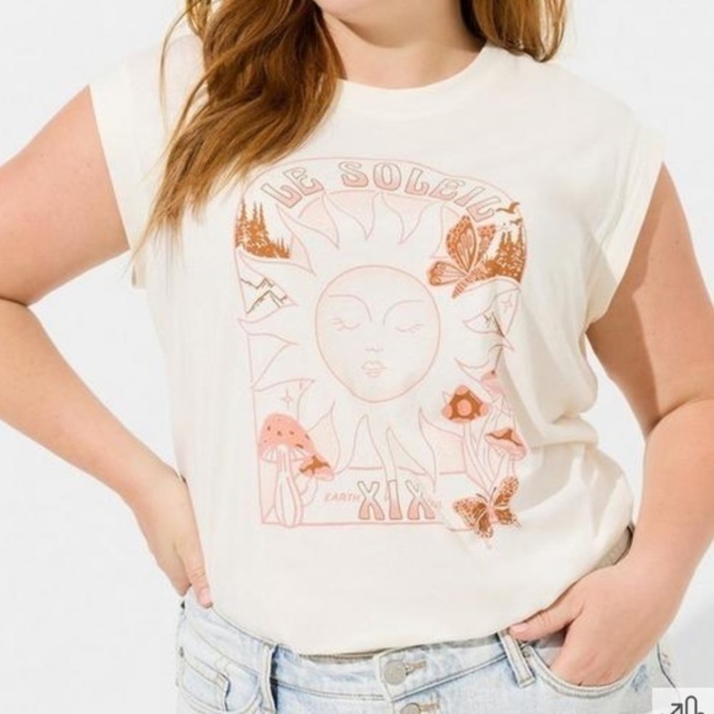 🆕 NWT Women’s torrid 1 Super Soft Le Soleil Relaxed Fit Tee 1 1XL